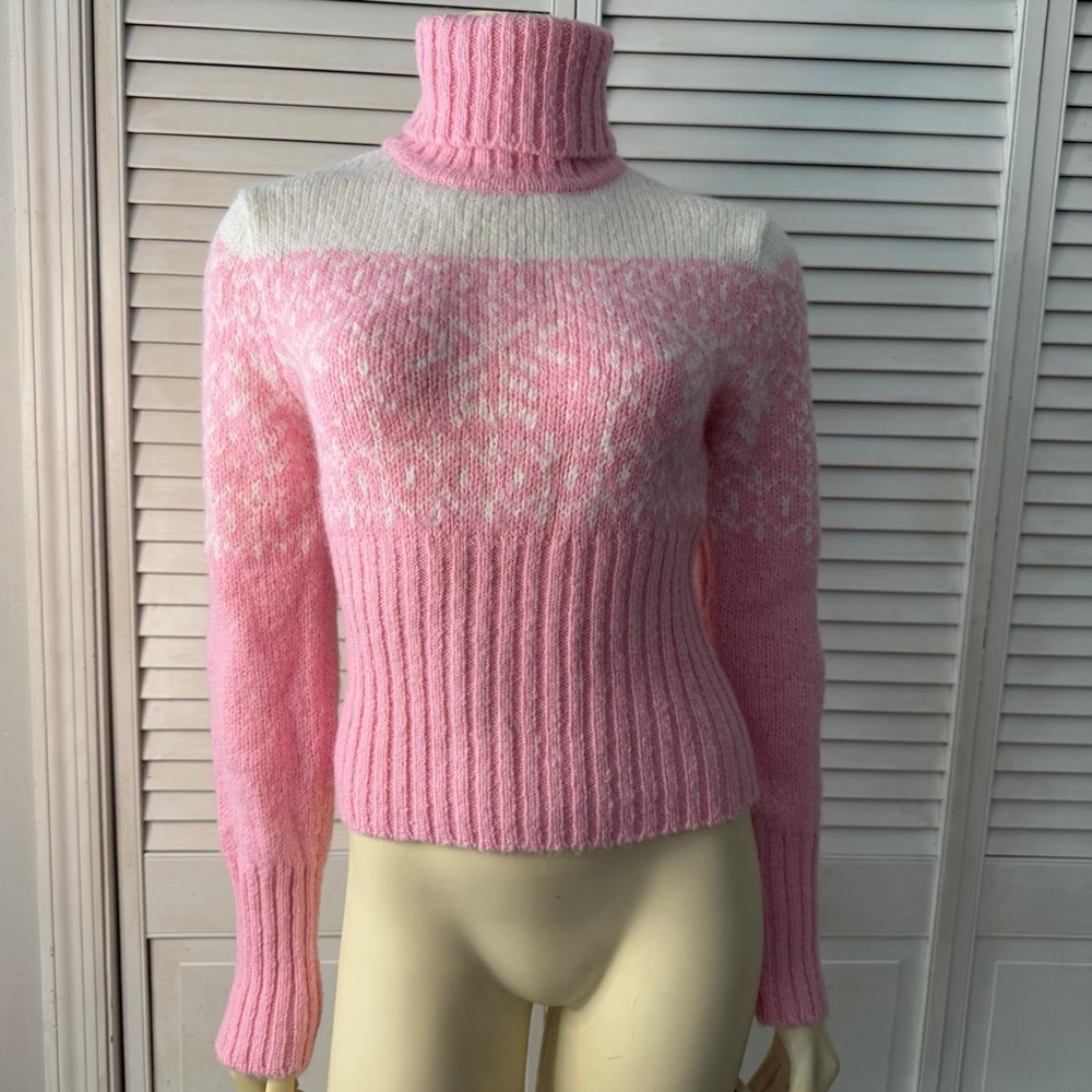 Women's Great American Sweater Pink Knit Turtleneck Sweater Size M